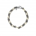 Sterling Silver And 18K Gold Oval & Knot Antique Link Bracelet