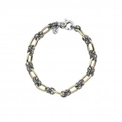 Sterling Silver And 18K Gold Oval & Knot Antique Link Bracelet