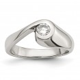 Stainless Steel Polished CZ Ring