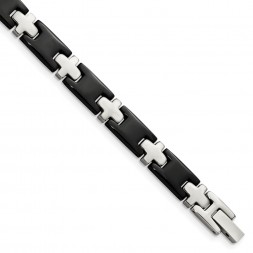 Stainless Steel Polished Black-plated 8in Bracelet