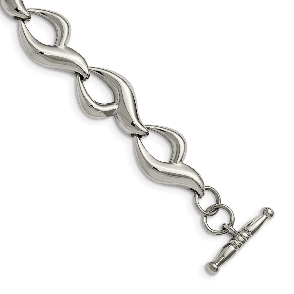 Stainless Steel Polished Fancy Link 8.25in Toggle Bracelet