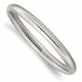 Stainless Steel Polished and Textured Hollow Slip-on Bangle
