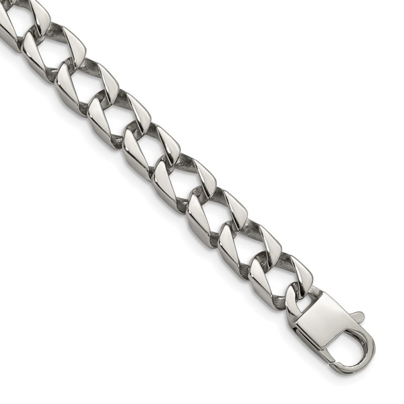 Stainless Steel Polished Square Link 8.5in Bracelet