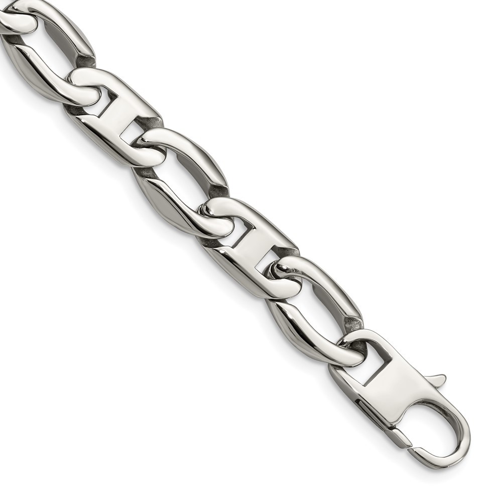 Stainless Steel Polished Open Link 8.5in Bracelet