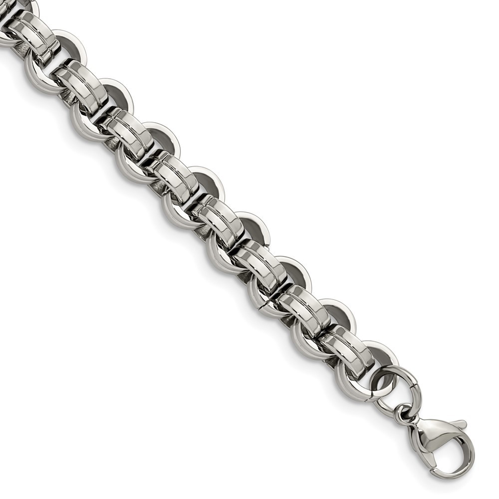 Stainless Steel Polished Circle Link 8in Bracelet