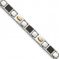 Stainless Steel Polished Yellow IP Black Carbon Fiber Inlay 8.5in Bracelet