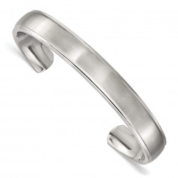 Stainless Steel Brushed and Polished Ridged Edge Bangle