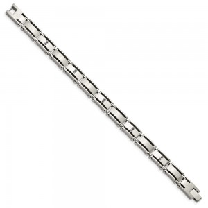 Stainless Steel Brushed and Polished 1/10ct tw. Diamond 8.25in Bracelet