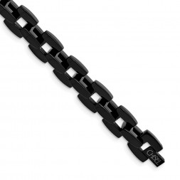 Stainless Steel Polished Black IP-plated 8.5in Bracelet