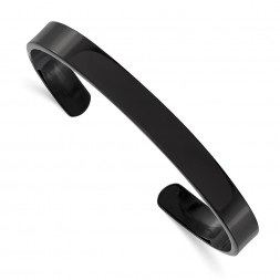 Stainless Steel Polished Black IP-plated 9mm Cuff Bangle