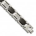 Stainless Steel Brushed & Polished Black IP 1/4ct. Diamond 8.75in Bracelet