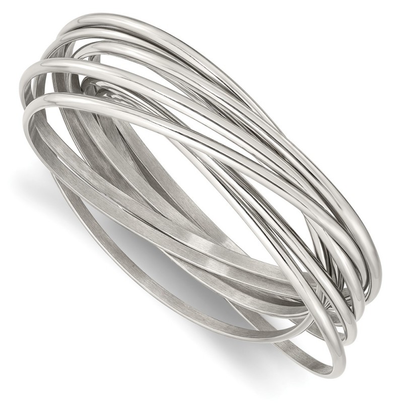 Stainless Steel Polished Intertwined Bangle Bracelet