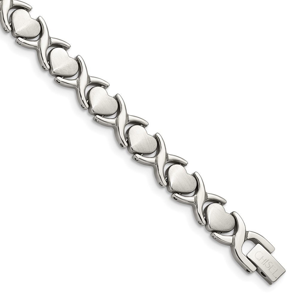 Stainless Steel Brushed and Polished Stampato 7.5in Bracelet