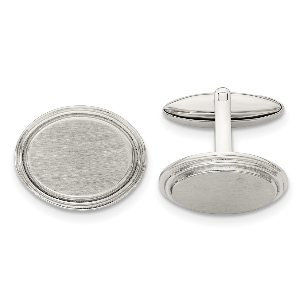 Stainless Steel Brushed and Polished Oval Cufflinks