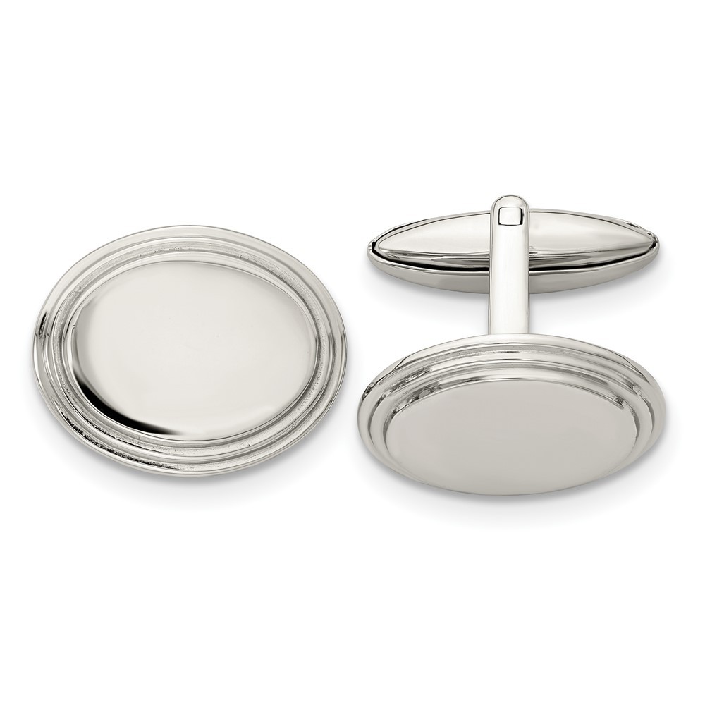 Stainless Steel Polished Oval Cufflinks