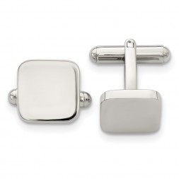 Stainless Steel Polished Rounded Square Cufflinks