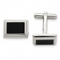 Stainless Steel Polished Black IP-plated Rectangle Cufflinks
