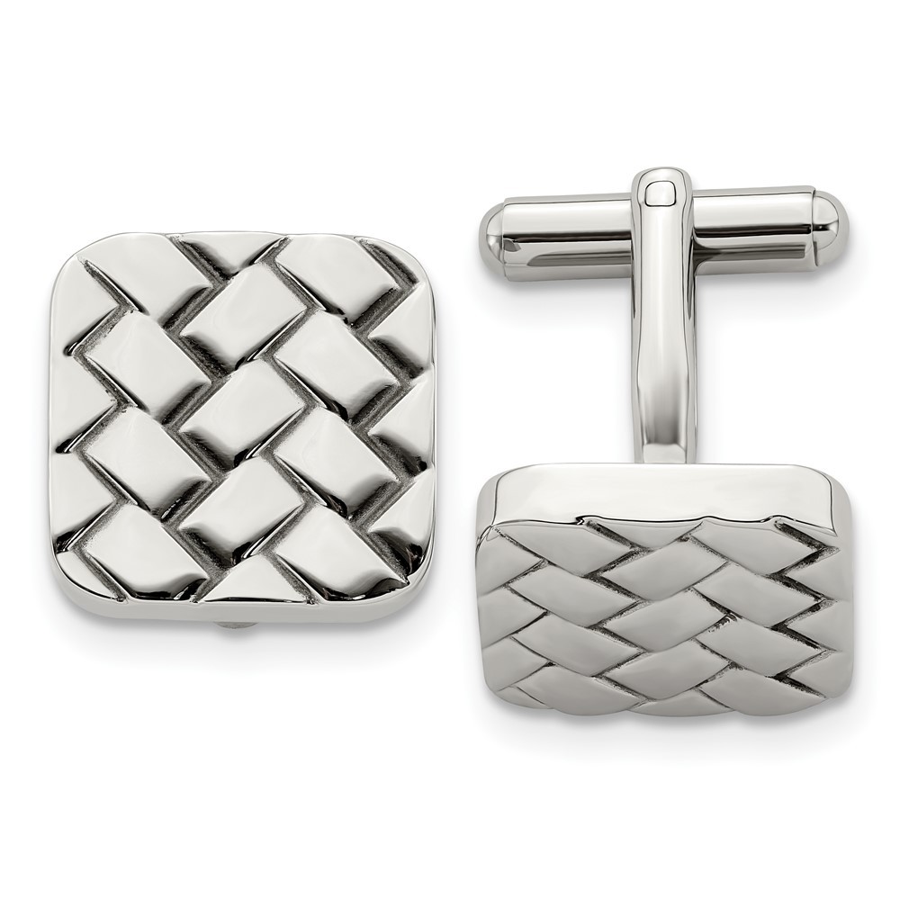 Stainless Steel Polished Weave Design Cufflinks