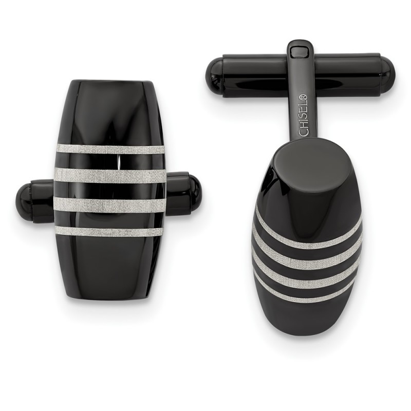 Stainless Steel Polished Black IP-plated Cufflinks