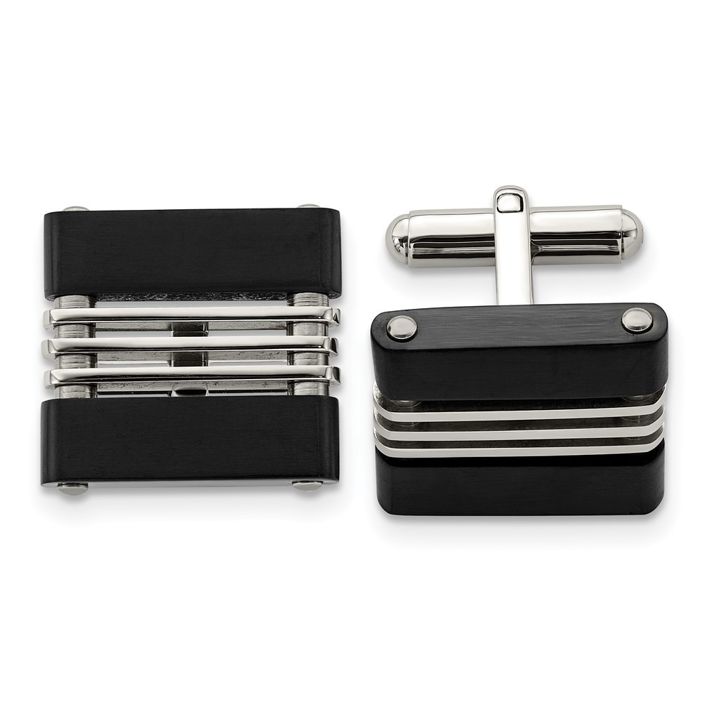 Stainless Steel Brushed and Polished Black IP-plated Cufflinks