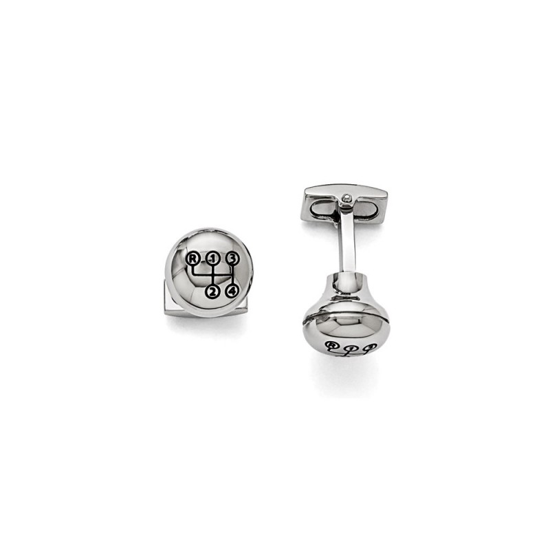 Stainless Steel Polished Enameled Stick Shift Design Cufflinks