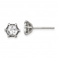 Stainless Steel Antiqued CZ Post Earrings