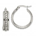 Stainless Steel Polished Twisted Middle 25mm Diameter Hoop Earrings