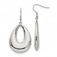 Stainless Steel Polished Hollow Teardrop Dangle Shepherd Hook Earrings