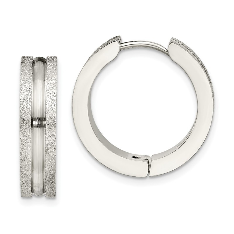 Stainless Steel Polished Laser Cut 8mm Hinged Hoop Earrings