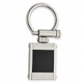 Stainless Steel Brushed and Polished Black Carbon Fiber Inlay Key Ring