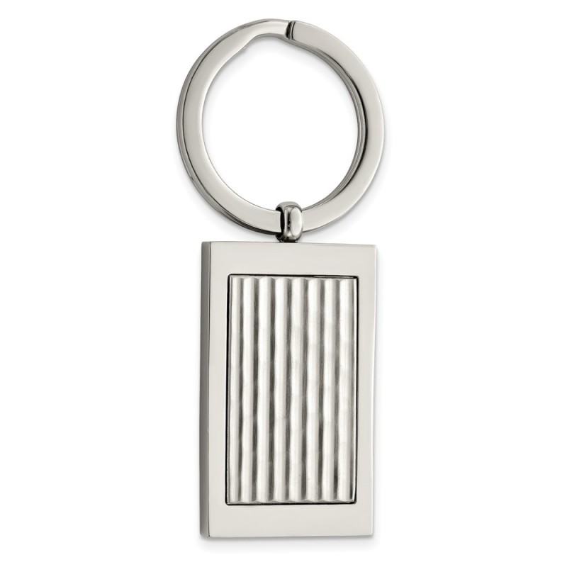 Stainless Steel Polished and Textured Key Ring