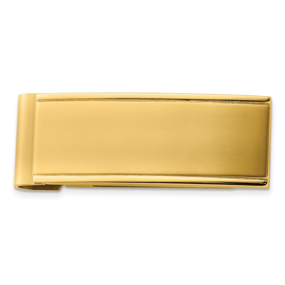 Stainless Steel Brushed and Polished Yellow IP-plated Money Clip