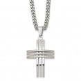 Stainless Steel Brushed and Polished Cross 24in Necklace