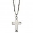 Stainless Steel Brushed Cross 22in Necklace