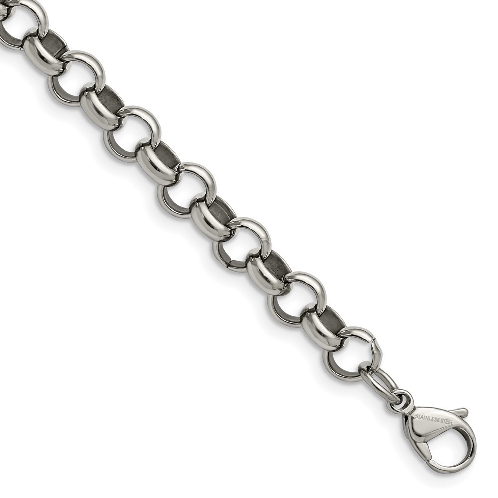Stainless Steel Polished 8mm 7.75in Rolo Chain