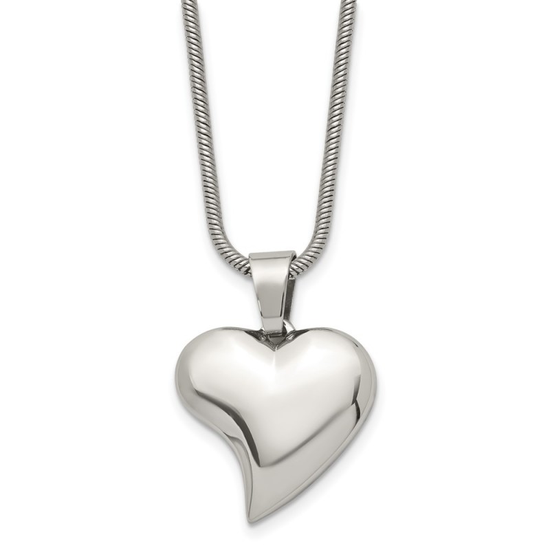 Stainless Steel Polished Heart 18in Necklace