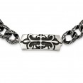 Stainless Steel Antiqued and Polished Fleur de Lis 24in Necklace