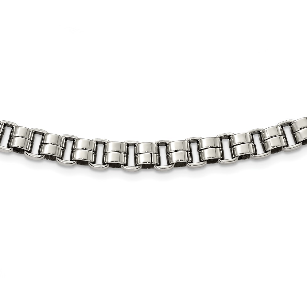 Stainless Steel Polished Circular Link 24in Necklace