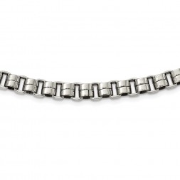 Stainless Steel Polished Circular Link 24in Necklace