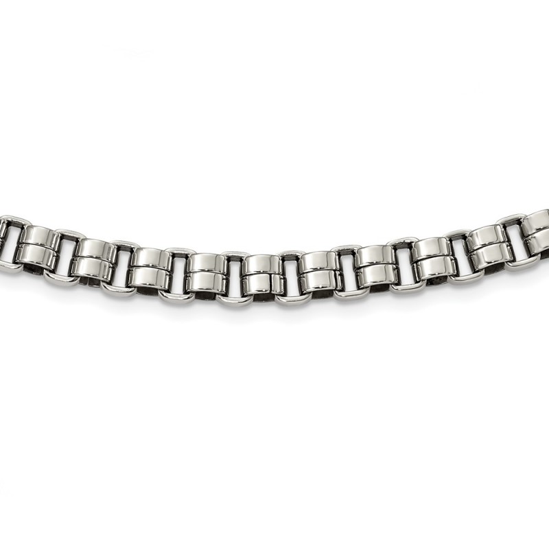 Stainless Steel Polished Circular Link 24in Necklace