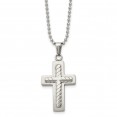 Stainless Steel Brushed and Polished Cross 24in Necklace