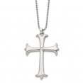 Stainless Steel Polished w/CZ Cross 22in Necklace