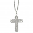 Stainless Steel Polished w/CZ Cross 22in Necklace