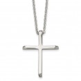 Stainless Steel Polished w/CZ Cross 22in Necklace