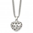 Stainless Steel Polished Puffed Heart w/ Heart Cutouts 22in Necklace