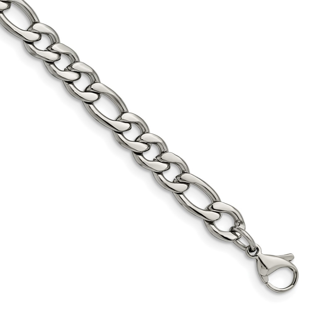 Stainless Steel Polished 6.75mm 8in Figaro Chain