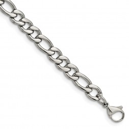 Stainless Steel Polished 6.75mm 8in Figaro Chain