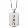 Stainless Steel Polished and Lasered DAD Dog Tag 24in Necklace