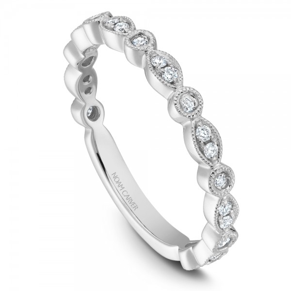 Noam Carver White Gold Stackable Ring With 22 Round Diamonds