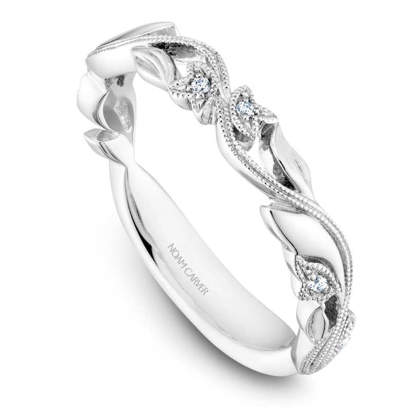 Noam Carver White Gold Stackable Ring With 6 Round Diamonds